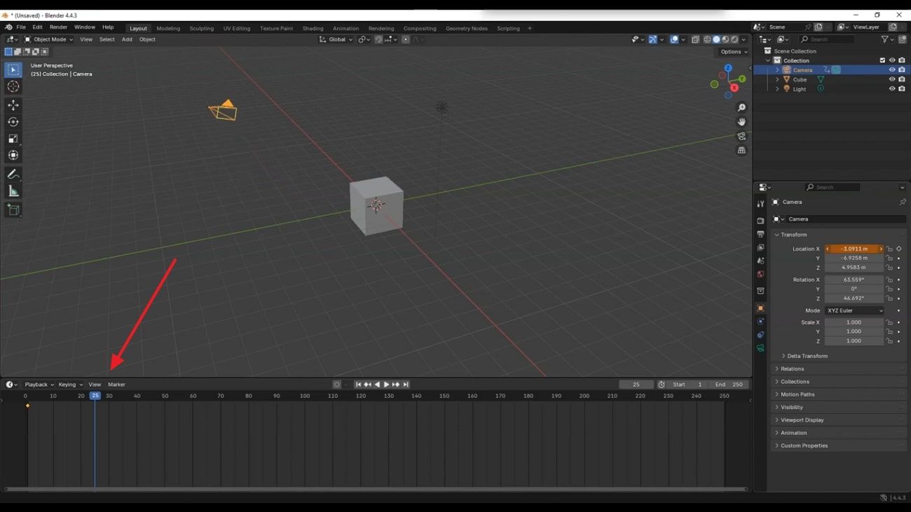 animate blender camera