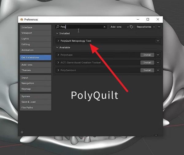 add the polyquilt extensions