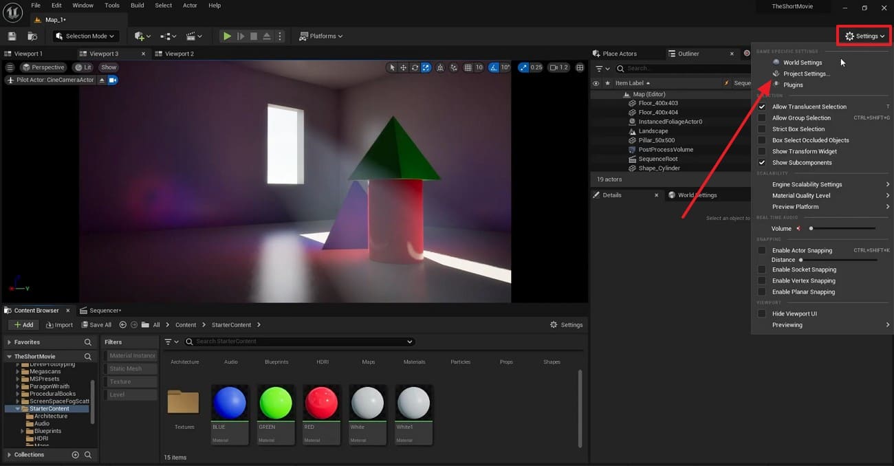 access unreal engine project settings