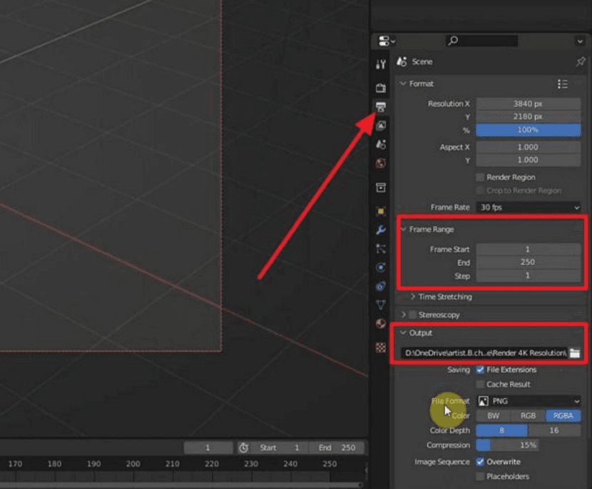 blender动画渲染步骤 1:设置帧范围和输出路径