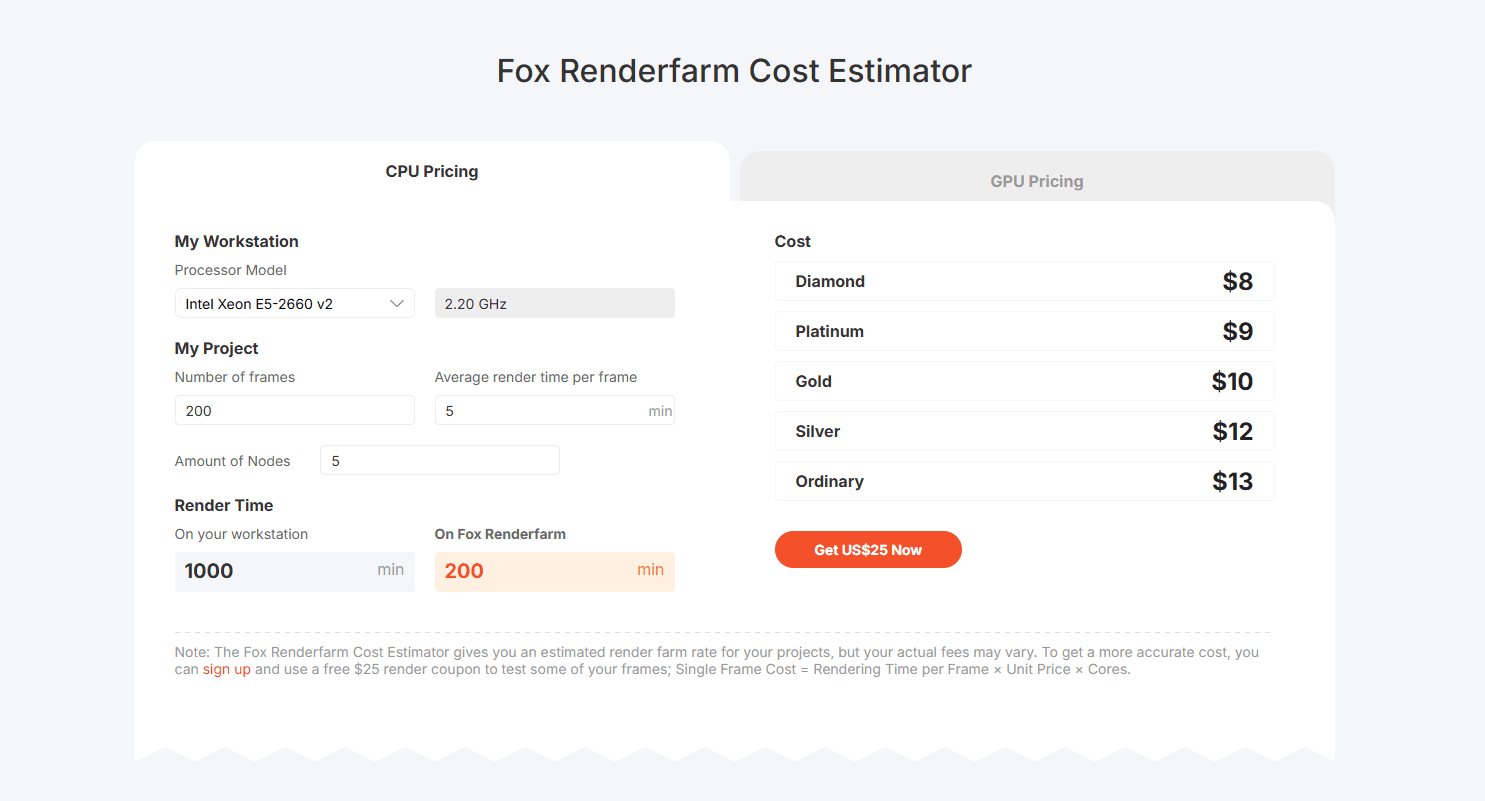 render farm cost estimator