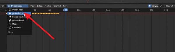 choose action editor in blender