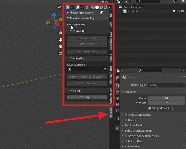 choose mixamo settings in blender