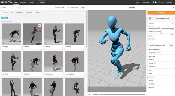 mixamo tool main interface
