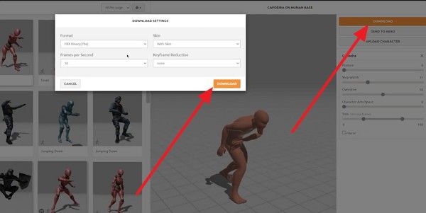 download the mixamo model animation