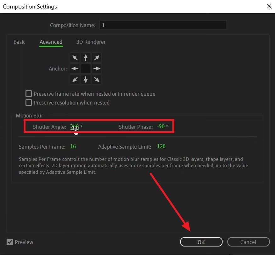 adjust shutter angle or shutter phase