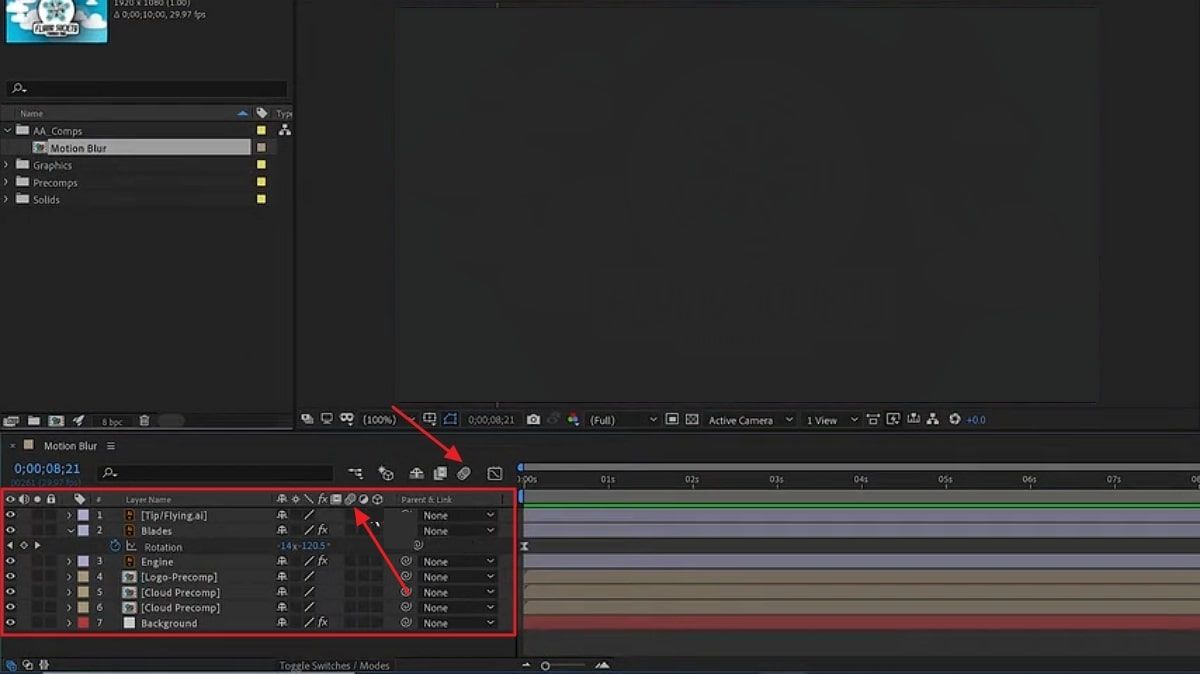 applying motion blur in timeline