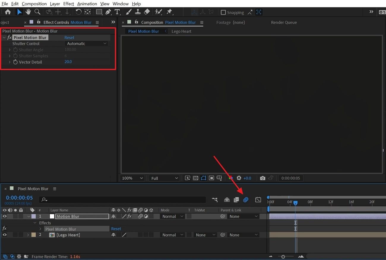 automatically applying motion blur in timeline
