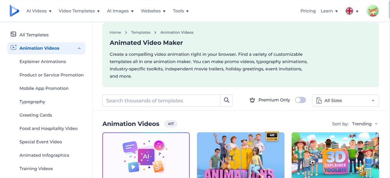 renderforest animation software interface