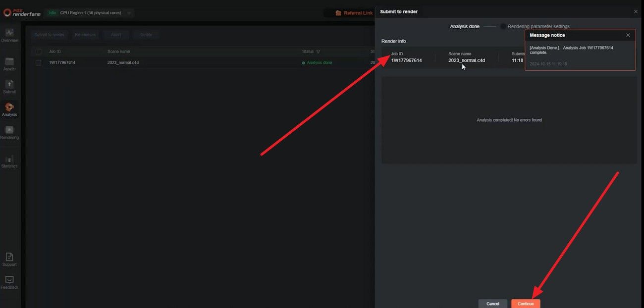 monitor job and continue on farm