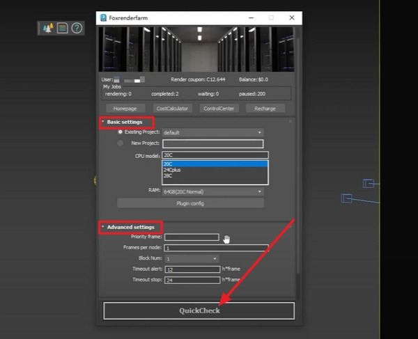 choose settings and quick checks