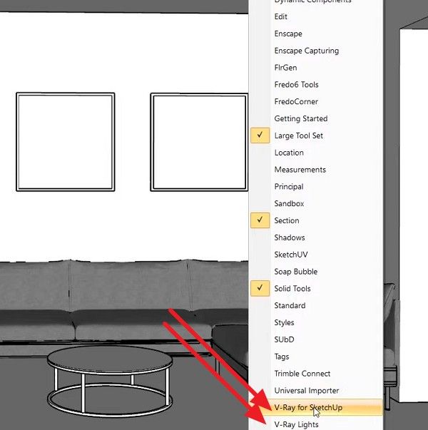 add vray settings in sketchup