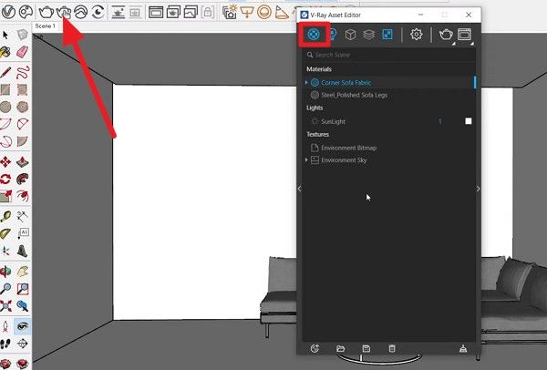 go to material tab in sketchup