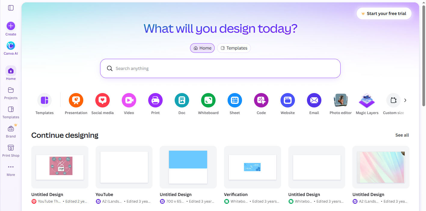 Canva AI video generator interface for creating an ad creative