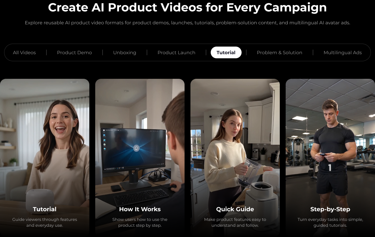 Tutorial AI product video template cards