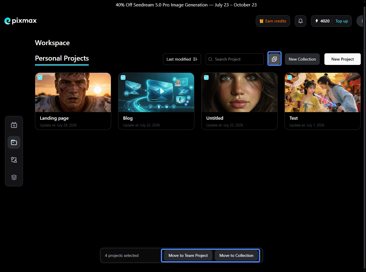 Pixmax batch project editing controls for collections and teams