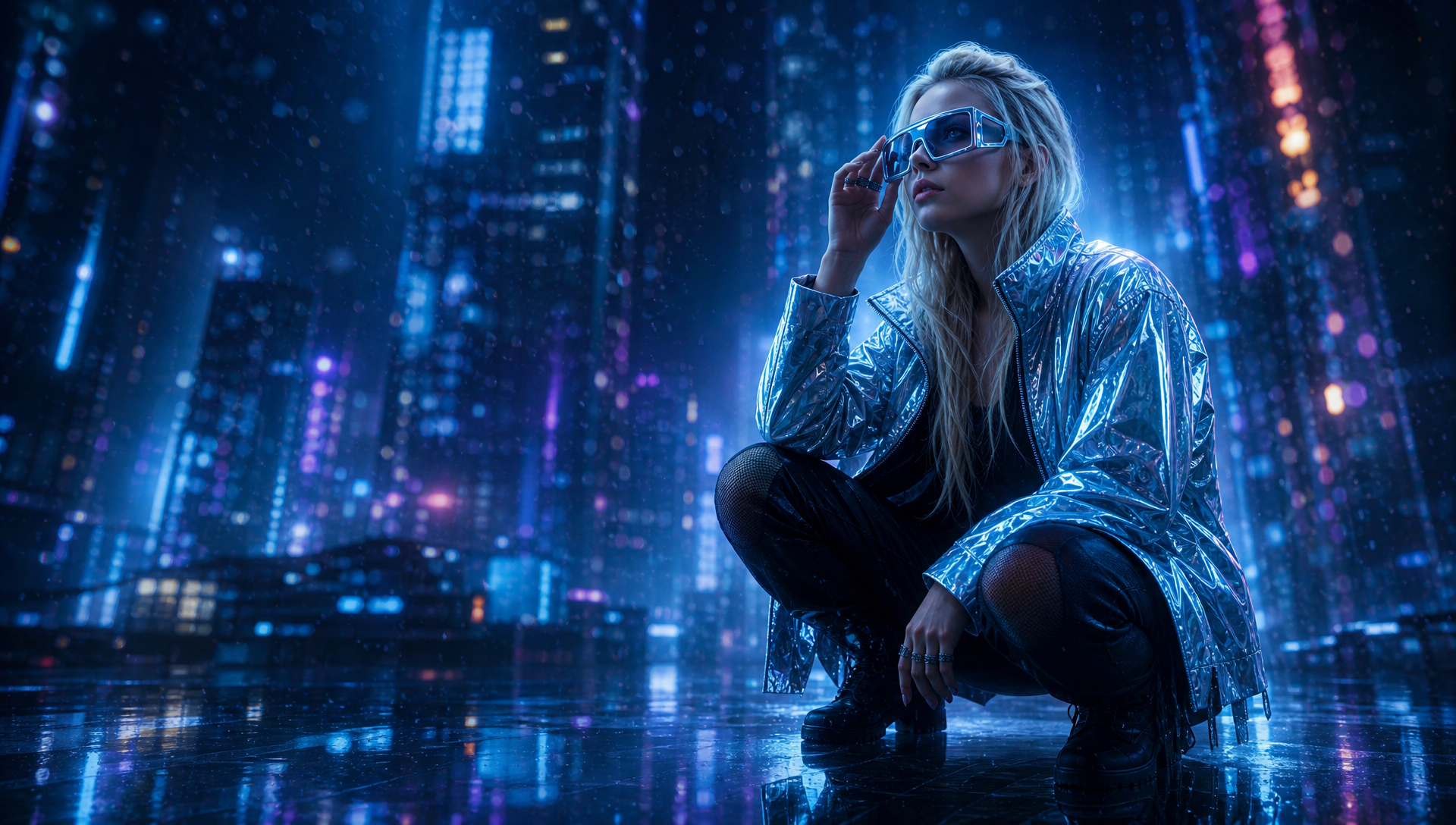 Midjourney V8.2 neon fashion portrait