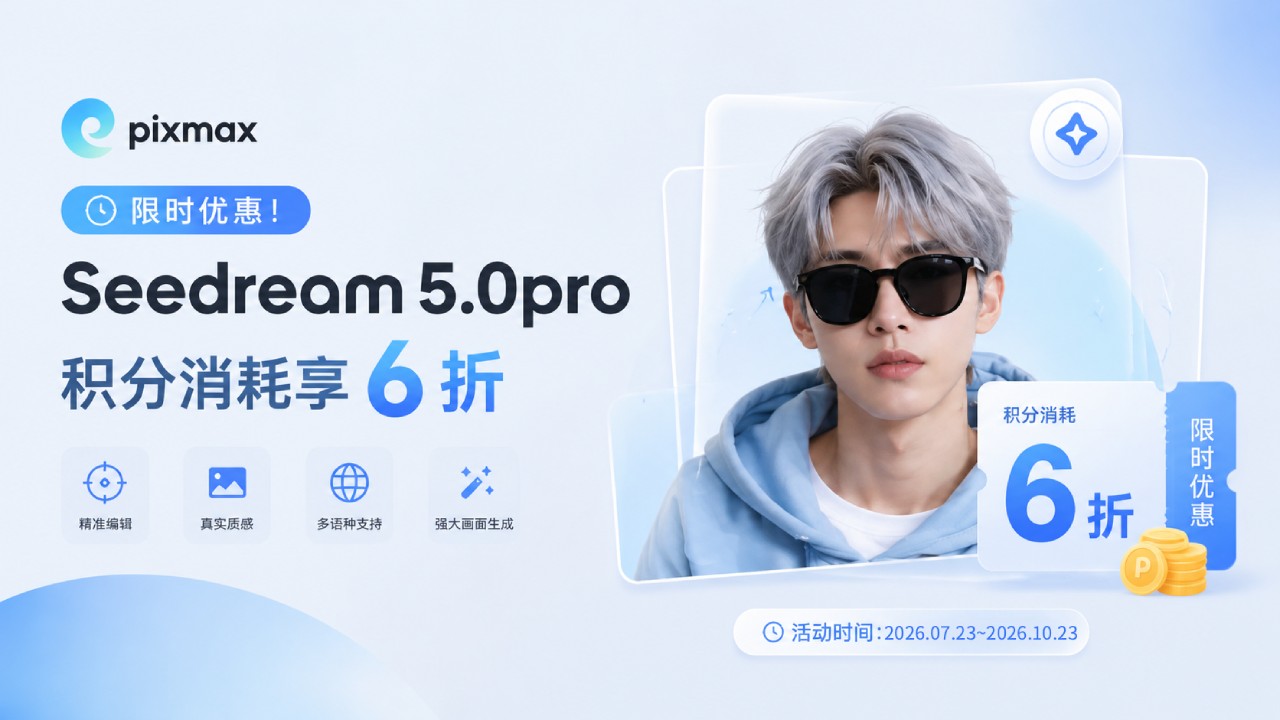 限时优惠!Seedream 5.0pro 积分消耗享 6 折,让 AI 创作更轻松