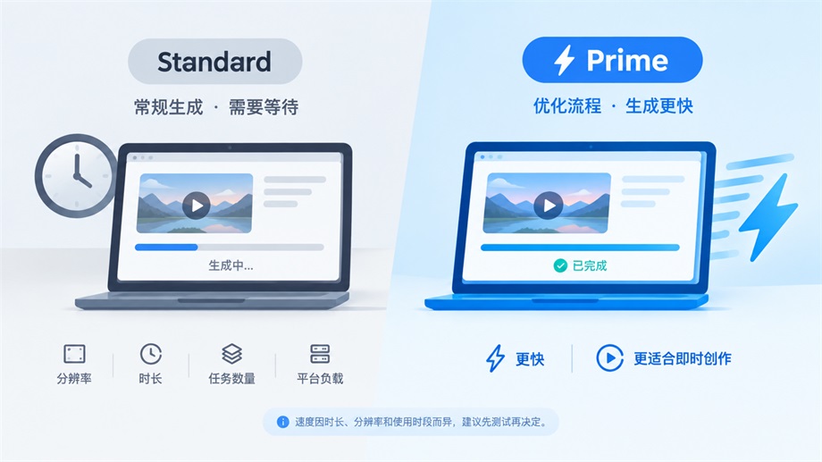 Wan3.0 标准版与 Prime 优速版速度对比图