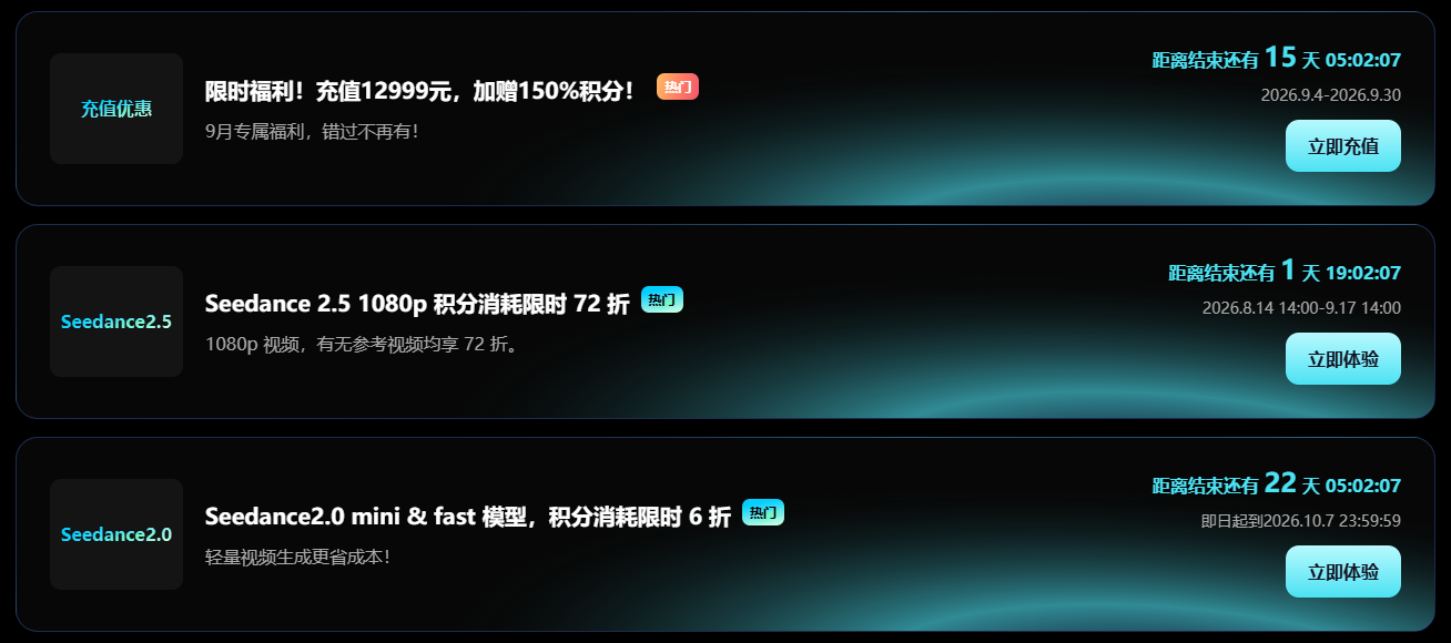 Pixmax 充值与模型积分优惠活动截图