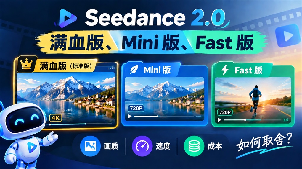 Seedance 2.0 三个版本怎么选?满血版、Mini版、Fast版区别与推荐