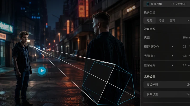 Virtual camera design interface for an AI video shot