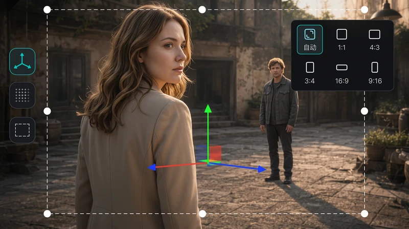 AI video composition preview with camera guides
