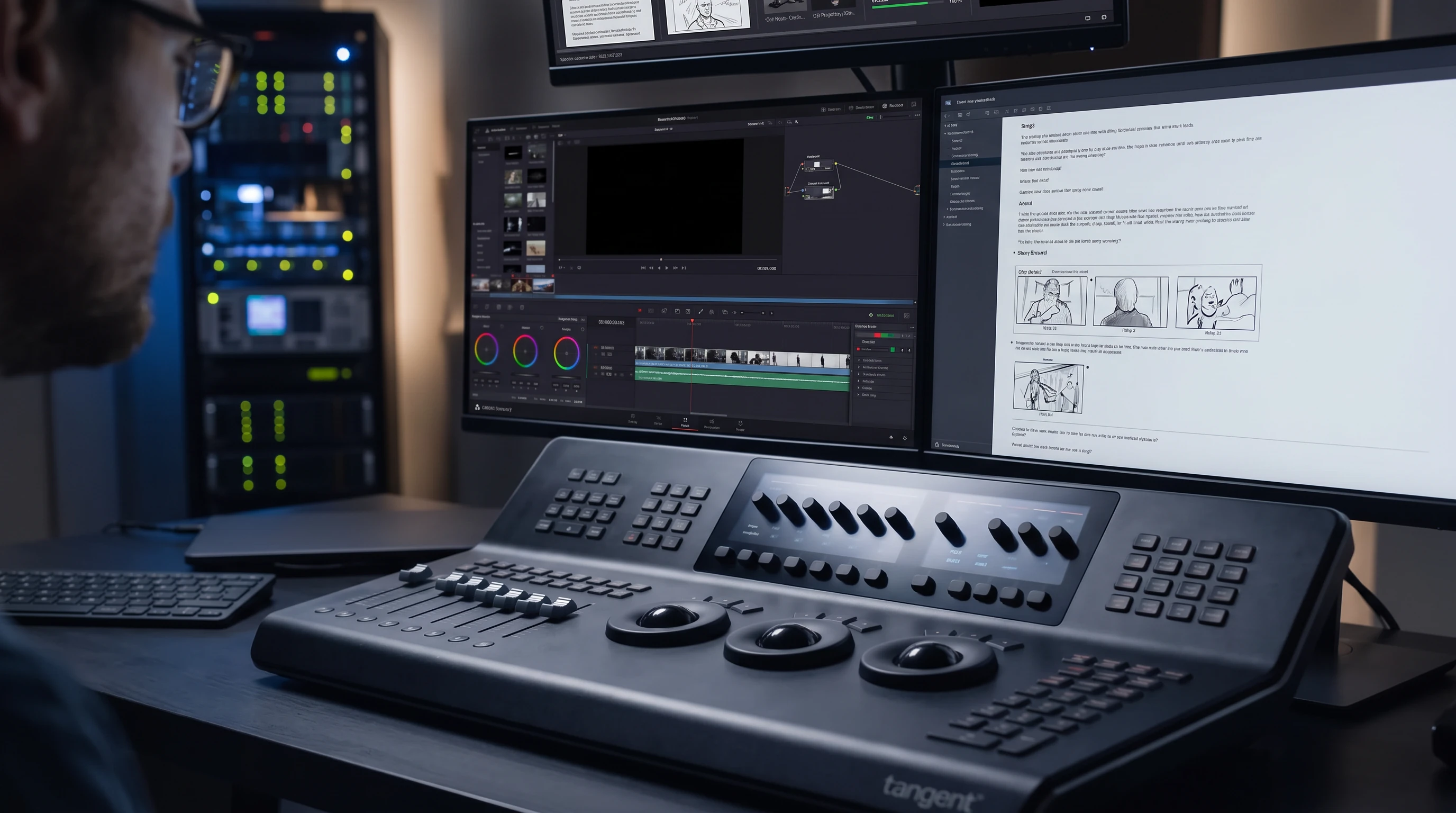 Professional film production project workspace