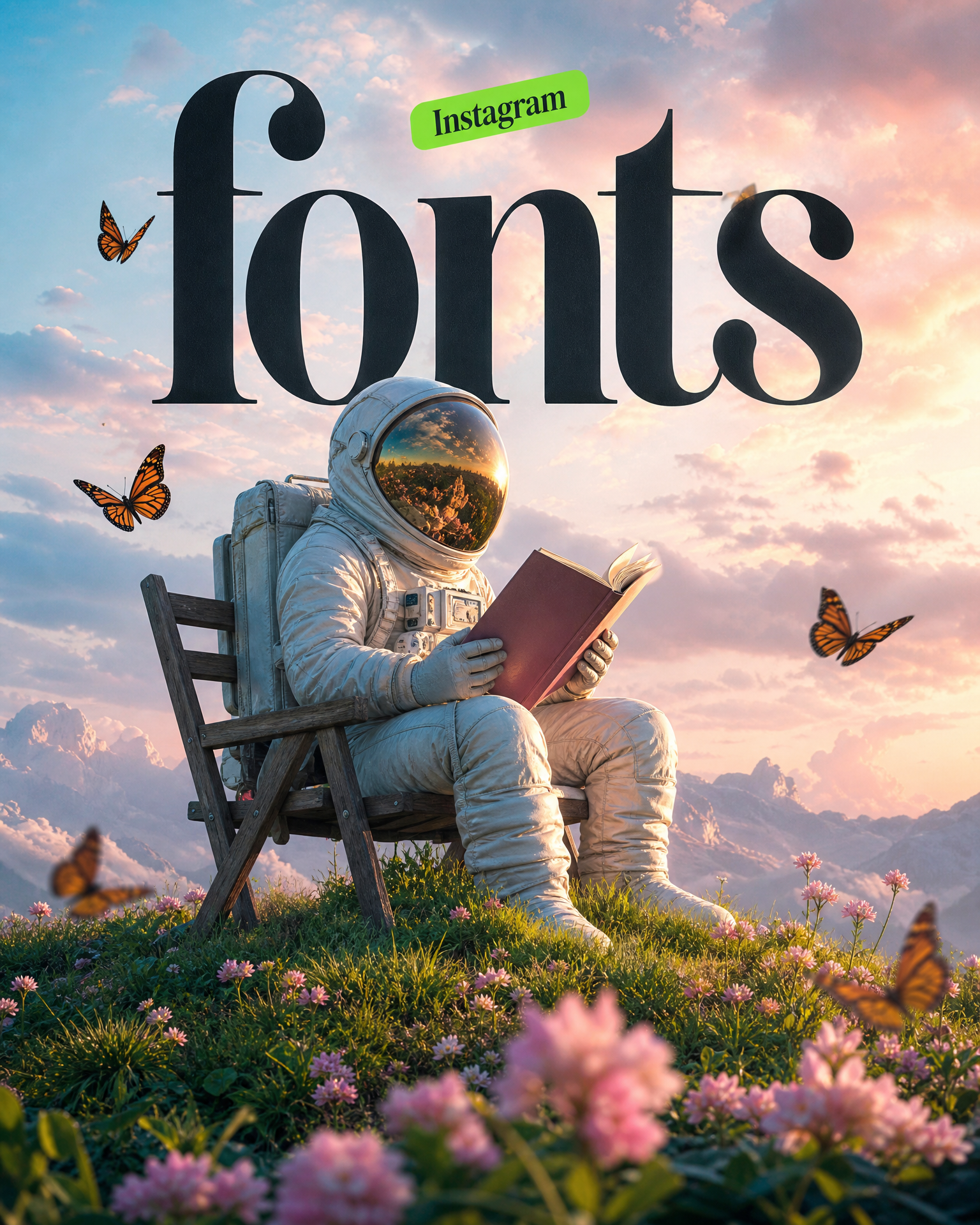 Qwen-Image-3.0 generated typography poster with a detailed astronaut scene