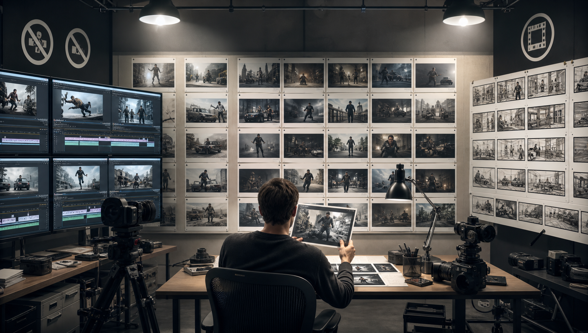 Qwen-Image-3.0 generated film production room with camera and image references