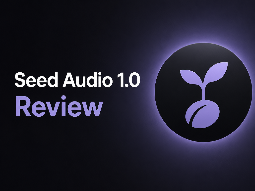 Seed Audio 1.0 Review cover with a purple seedling icon on a dark background