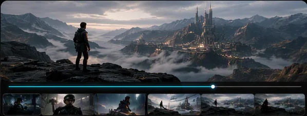 Connected AI video story timeline