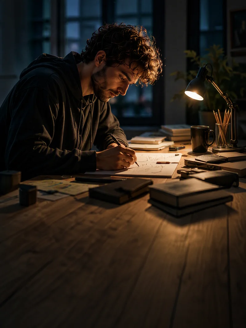 Creator planning a one-take video story