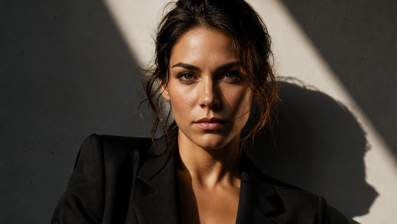 Bold editorial portrait with dramatic lighting