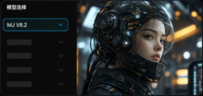 在模型列表中选择 MJ V8.2