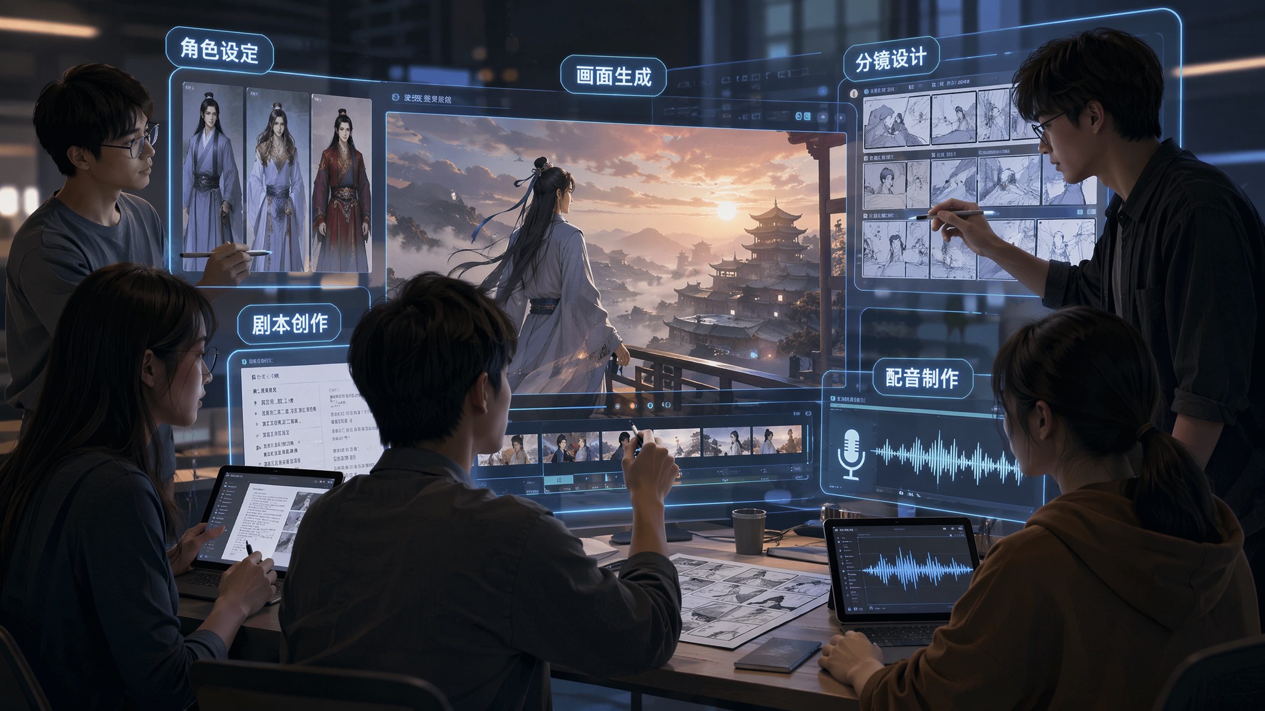 多人协同真人短剧与漫剧场景示例