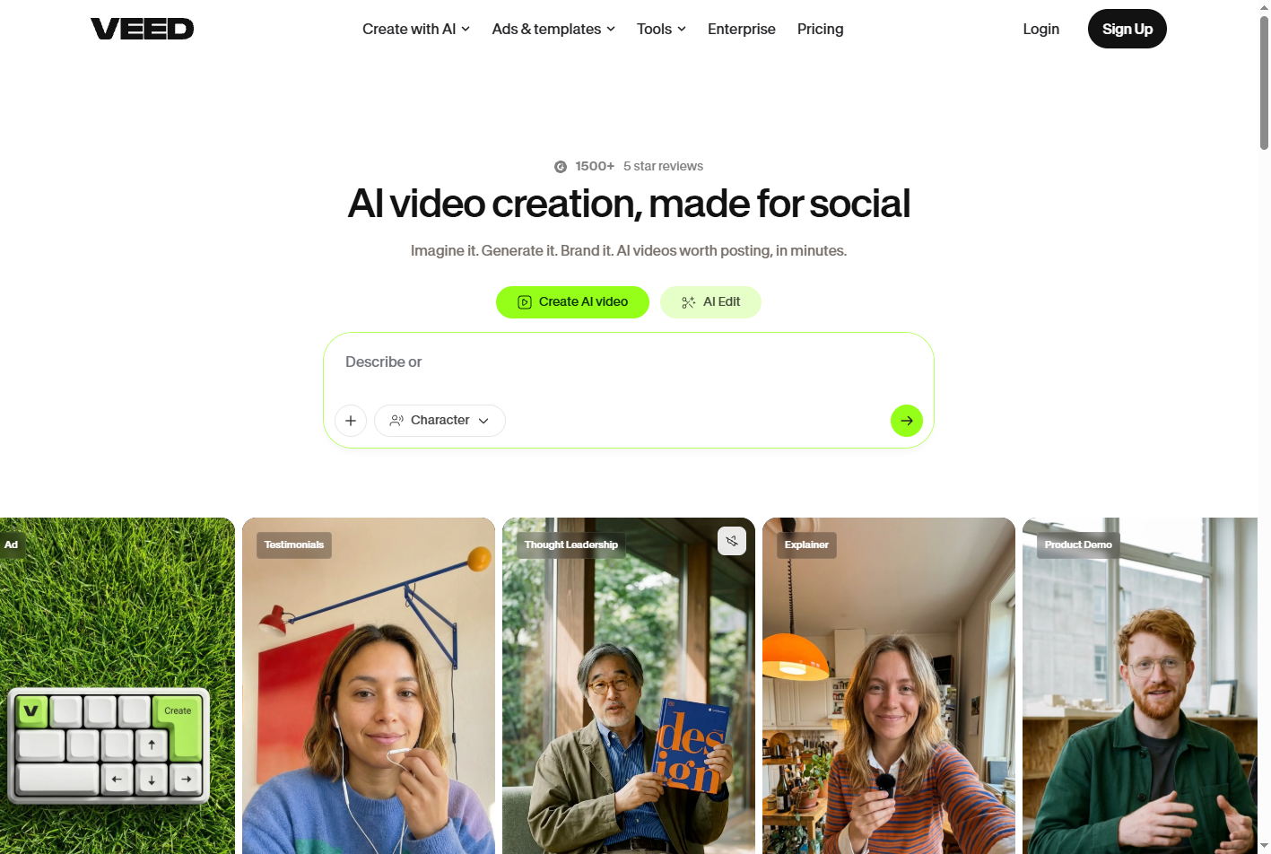 VEED AI video editor interface for assembling an ad with captions