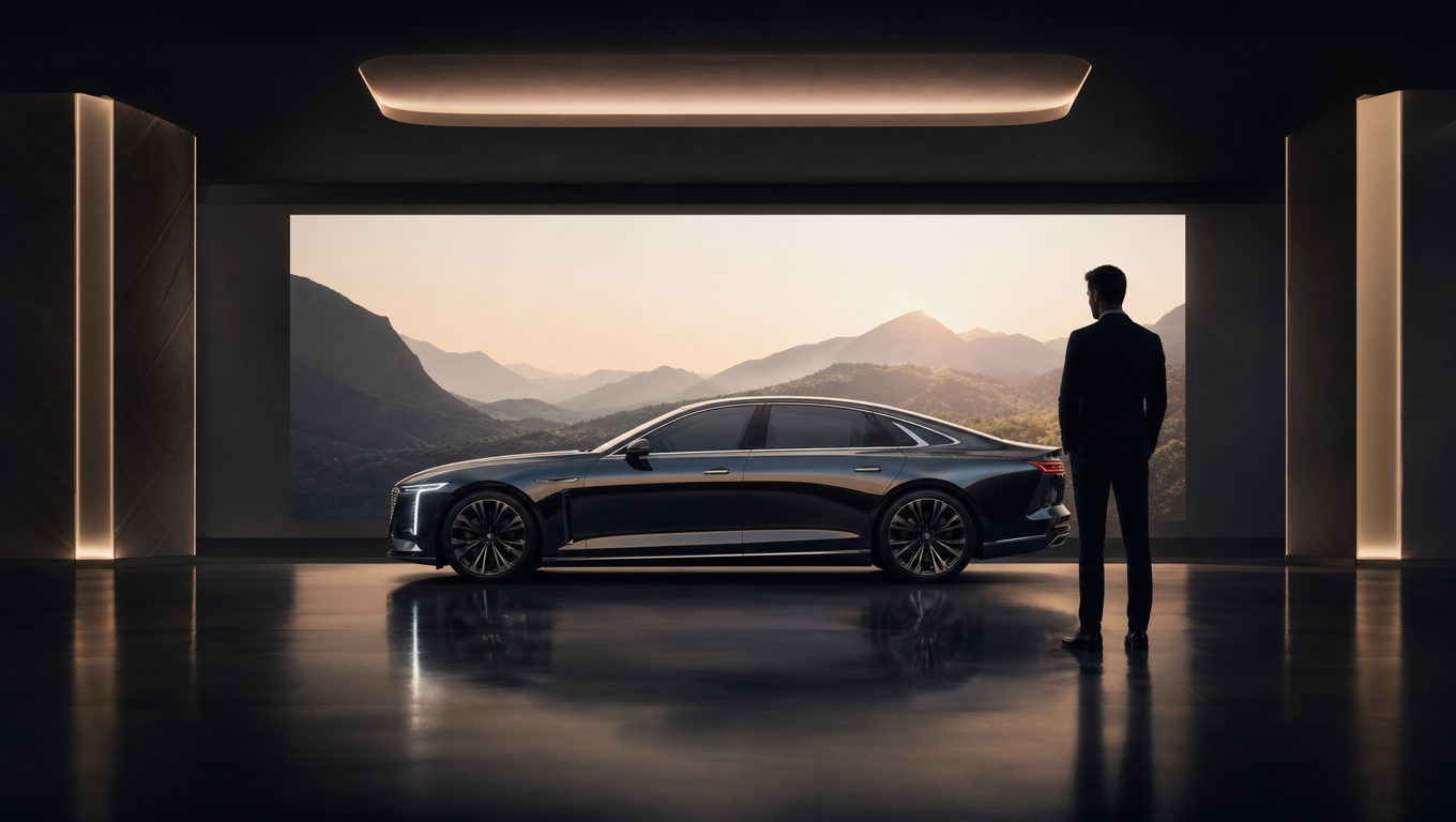 Luxury car campaign concept at sunset
