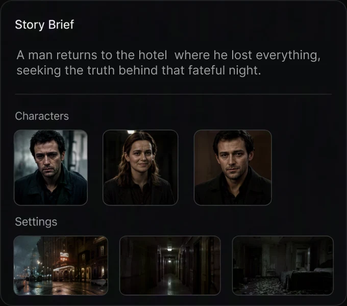 Story brief and character input template workflow preview