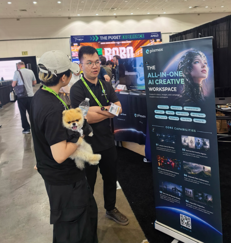 Pixmax and Fox Renderfarm booth at SIGGRAPH 2026