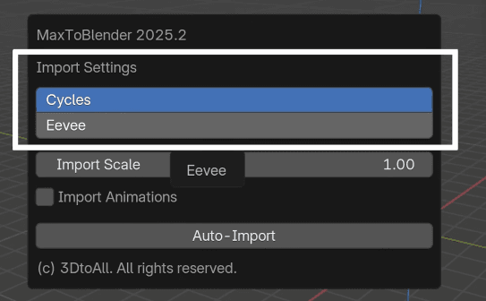 blender中打开Max To Blender插件