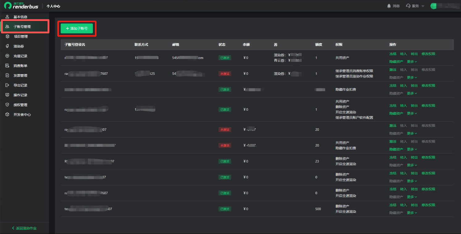  瑞云效果图用户子账号创建教程