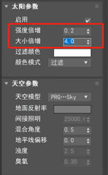 Vray渲染太阳光设置参数