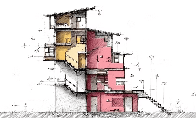 建筑效果图：标记笔触风格