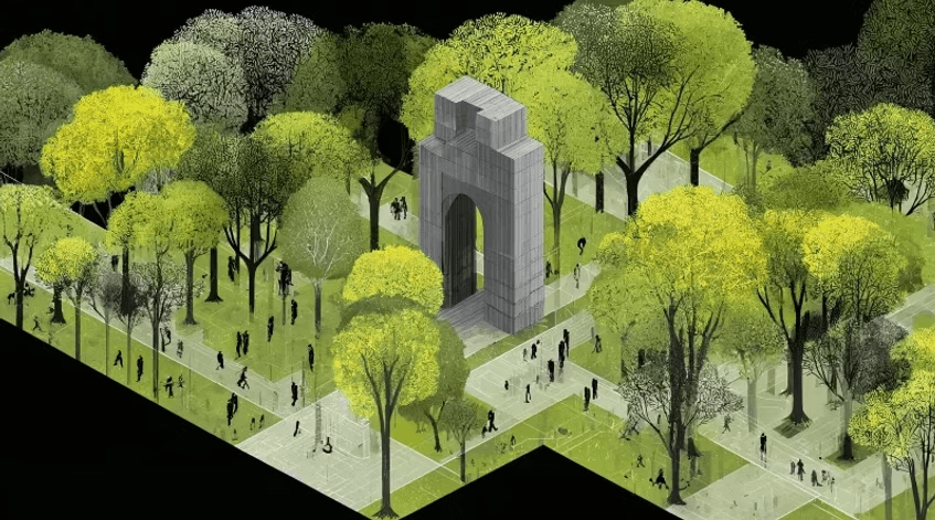 建筑效果图：插图风格