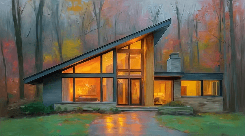 建筑效果图：布面油画风格